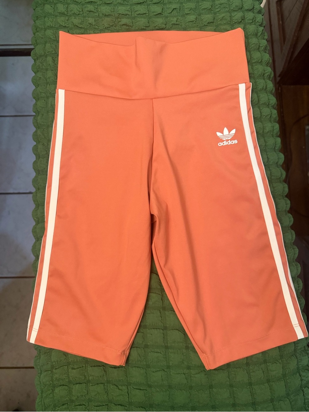 adidas Coral Bike Shorts with White Side Stripes